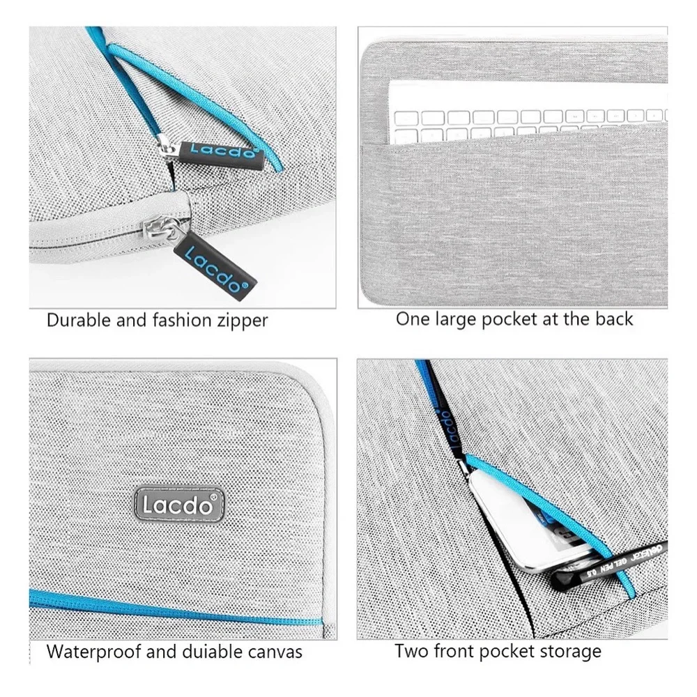 Lacdo 13-13.3 inch Waterproof Gray and Blue Laptop Sleeve